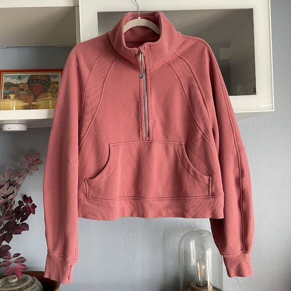 Lululemon Scuba Oversized Funnel Neck Shirt Pink Savannah Size M/L